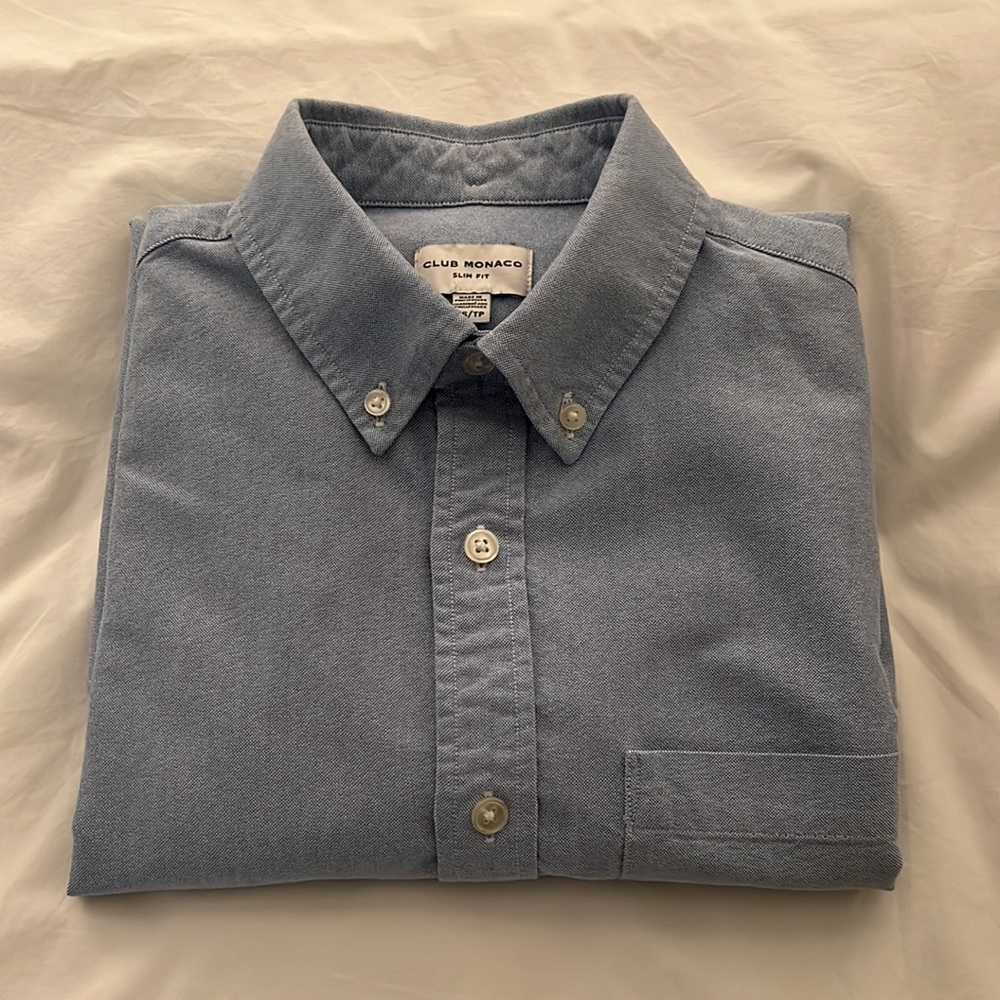 Club Monaco Long Sleeve Blue Oxford Shirt